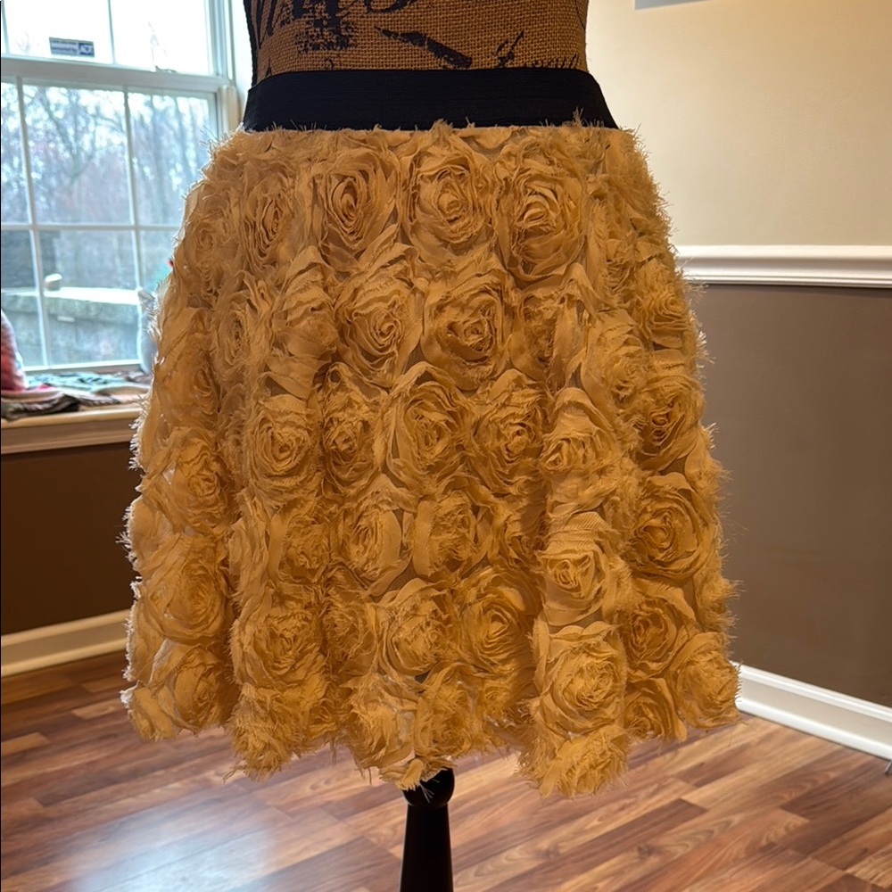 Floral Rosette A-Line Skirt in Cream